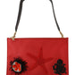 Elegant Red Leather Clutch with Gold Accents