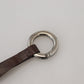 Chic Brown Leather Keychain with Brass Accents