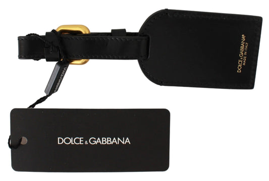 Elegant Black Leather Keychain with Brass Accents