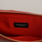 Elegant Red Leather Clutch with Gold Accents