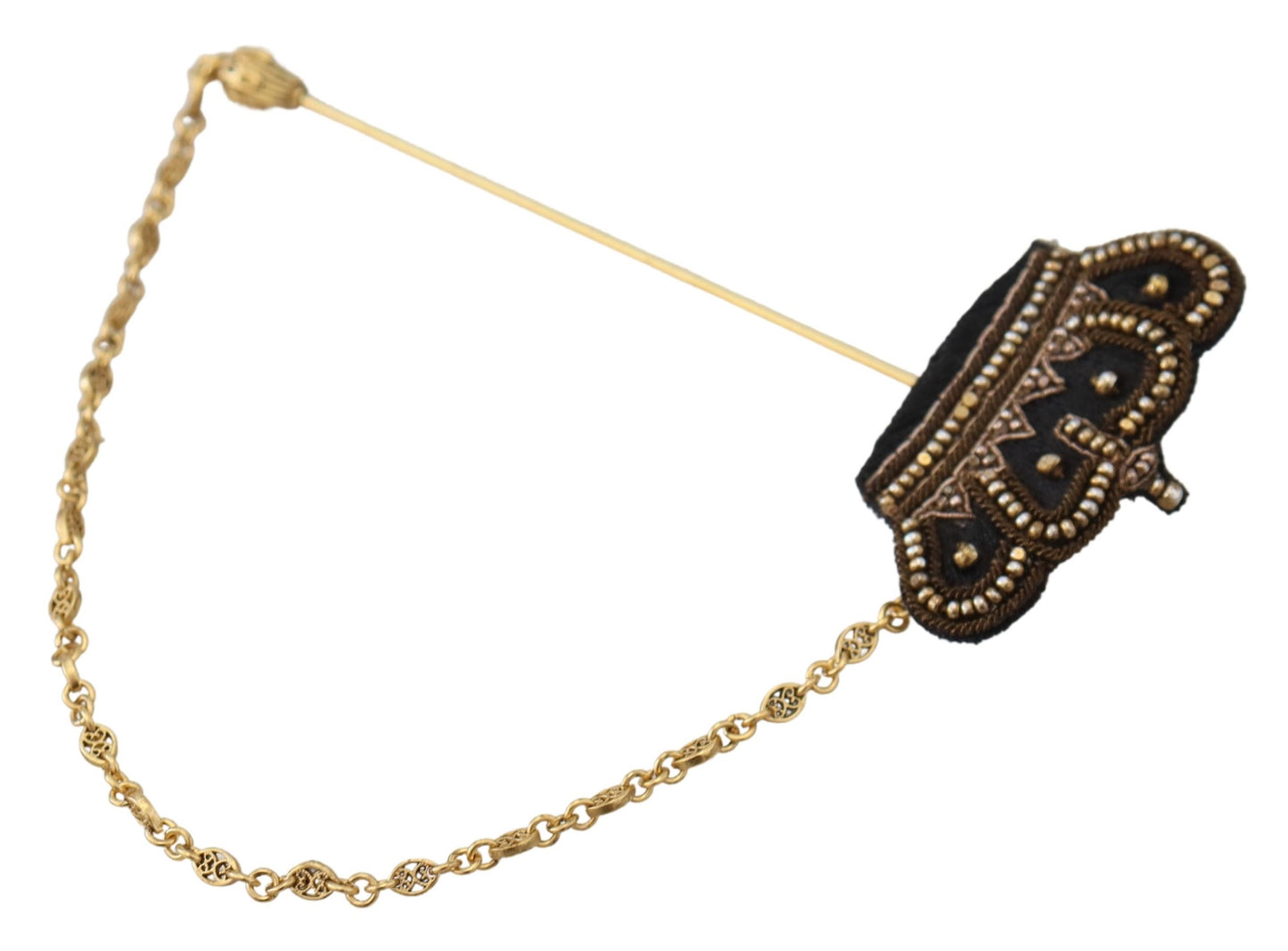 Elegant Gold Tone Crown Brooch Pin
