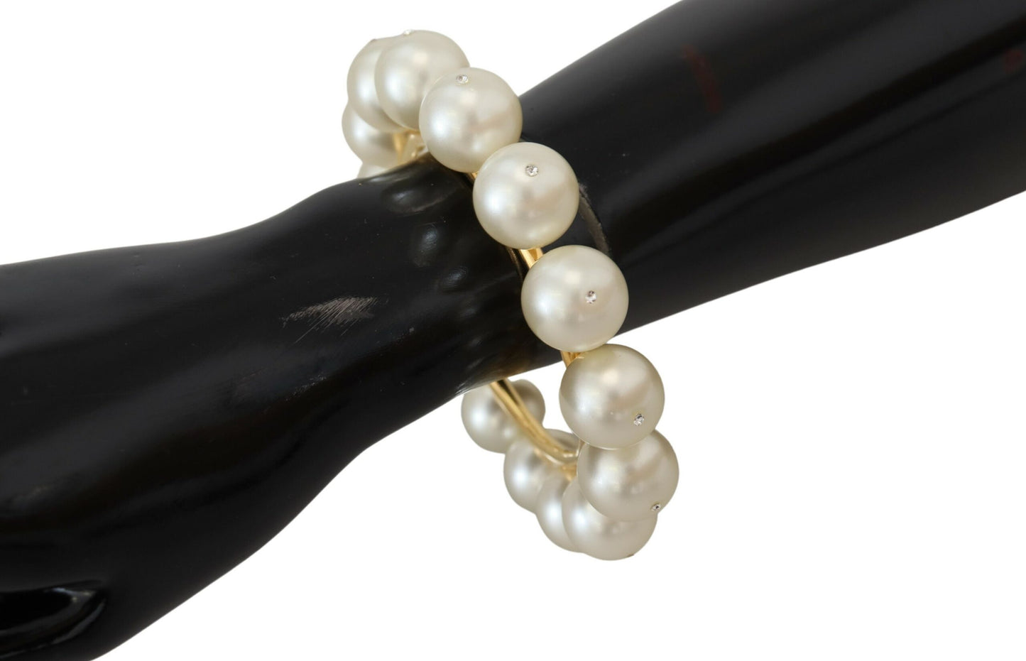 Chic Gold-Tone Faux Pearl Bangle