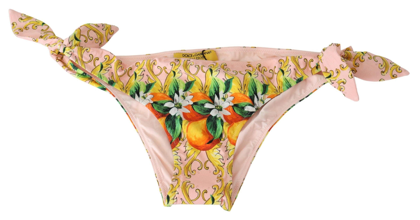 Vibrant Orange Printed Bikini Bottom