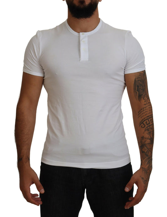 Elegant White Logo Embroidered T-Shirt
