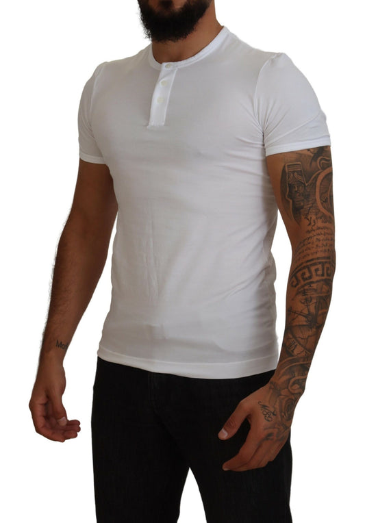 Elegant White Logo Embroidered T-Shirt