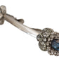 Elegant Silver Glass Brooch Pin