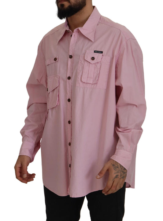 Elegant Pink Casual Cotton Shirt