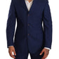 Elegant Blue Virgin Wool Two-Piece Men's Suit
