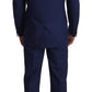 Elegant Blue Virgin Wool Two-Piece Men's Suit