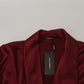 Elegant Bordeaux Silk Jacket Robe