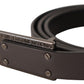 Dark Brown Leather Logo Buckle Belt