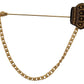 Elegant Gold Tone Glass-Accented Brooch Pin
