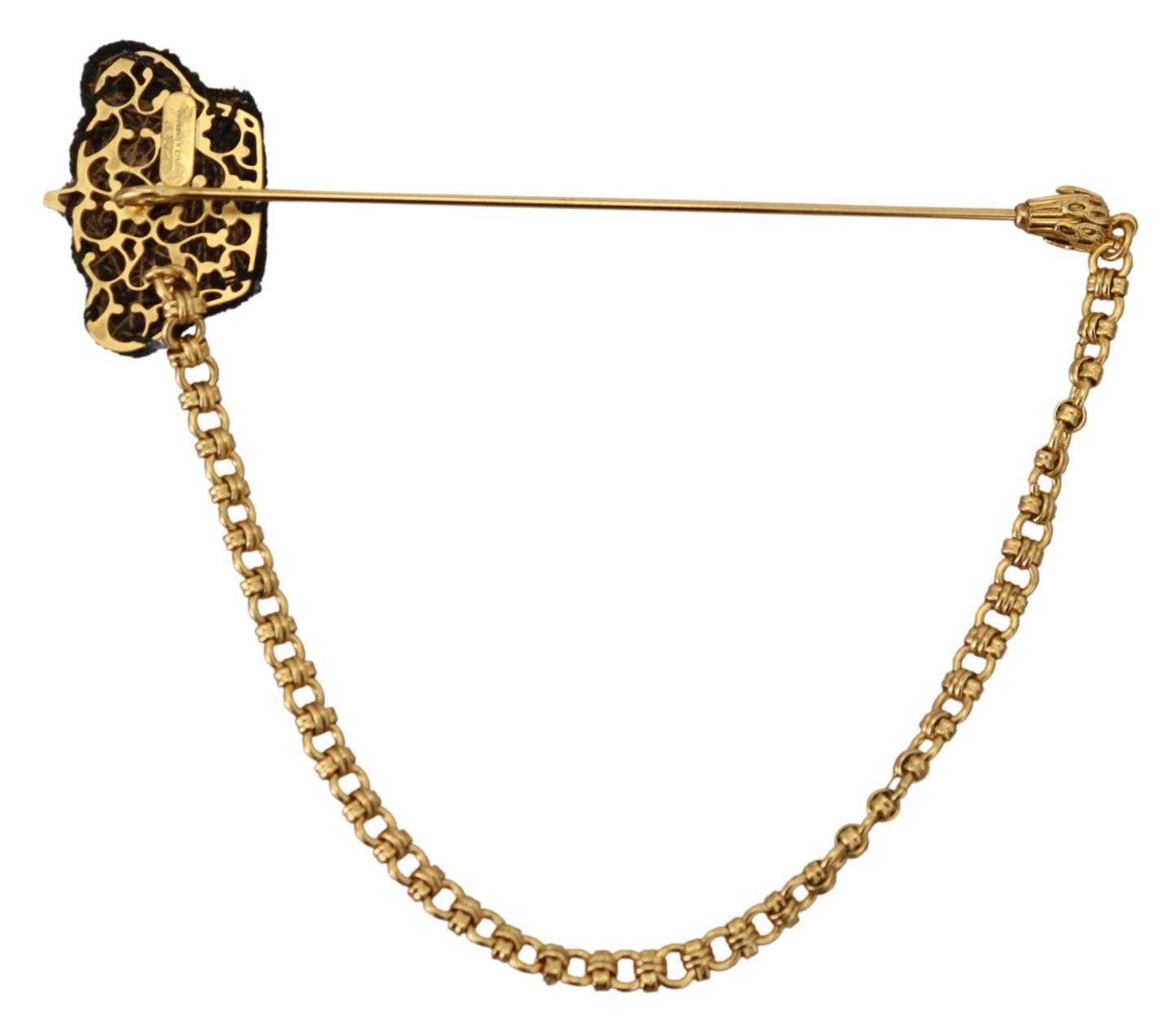 Elegant Gold Tone Glass-Accented Brooch Pin