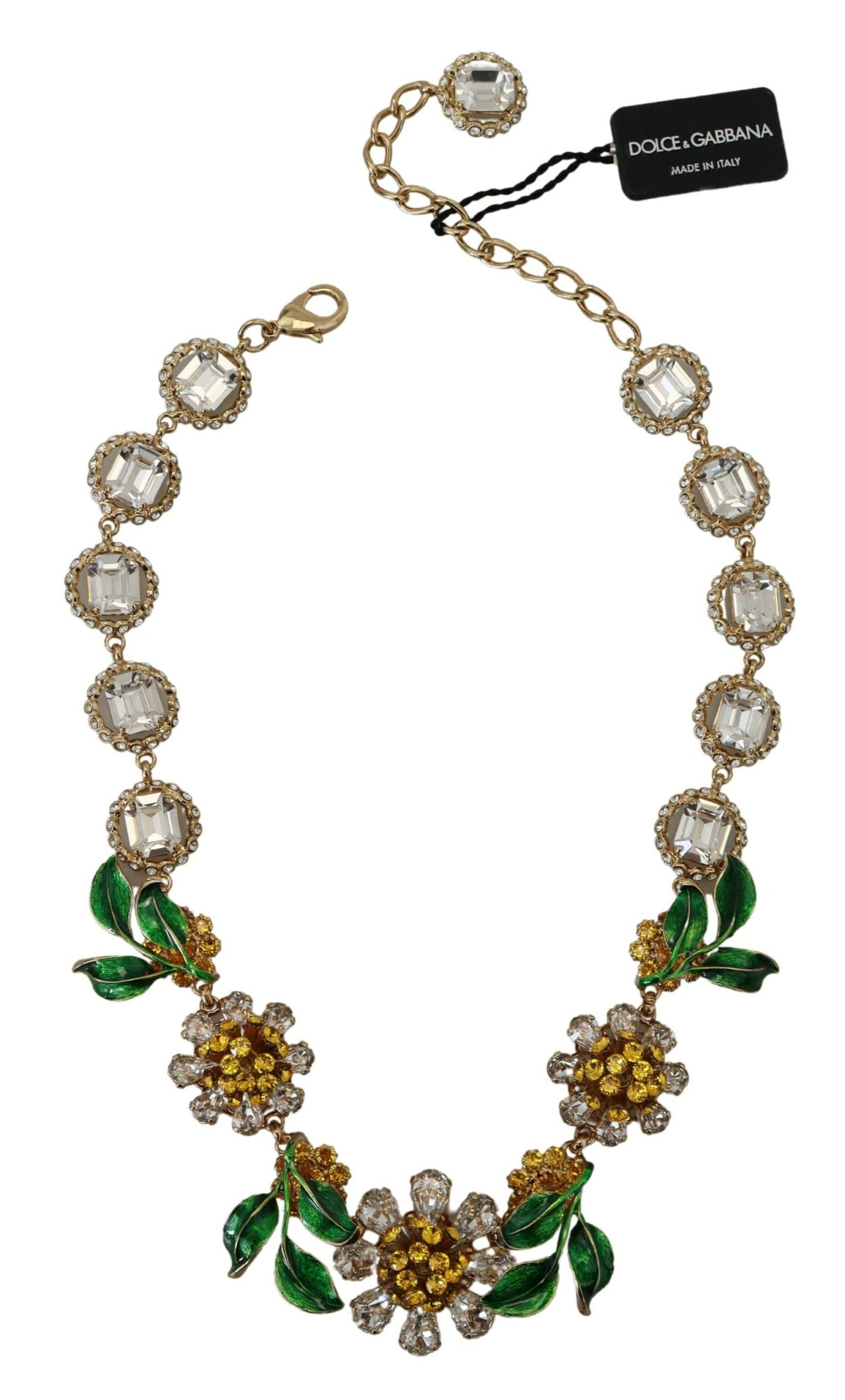 Elegant Gold Tone Crystal Statement Necklace