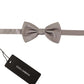 Elegant Gray Silk Tied Bow Tie