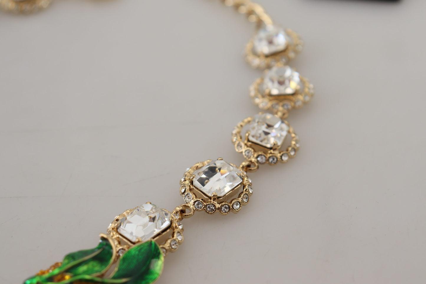 Elegant Gold Tone Crystal Statement Necklace