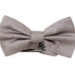 Elegant Gray Silk Tied Bow Tie