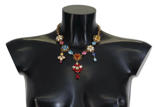 Elegant Multicolor Crystal Gold Necklace