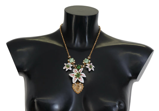 Golden Lily Flower Pendant Necklace