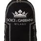Elegant Monochrome Crown Print Backpack