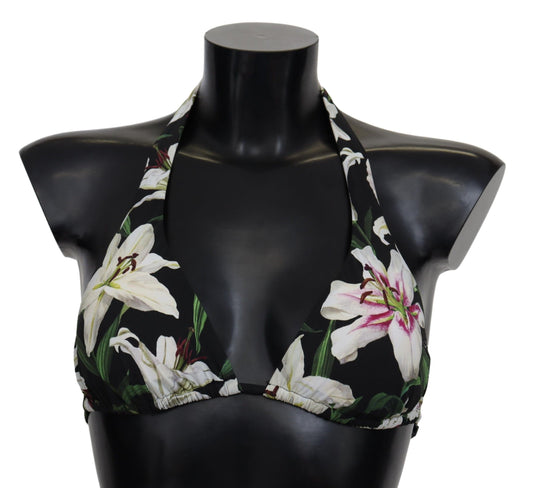 Elegant Lilies Print Bikini Top for Summer Escapes