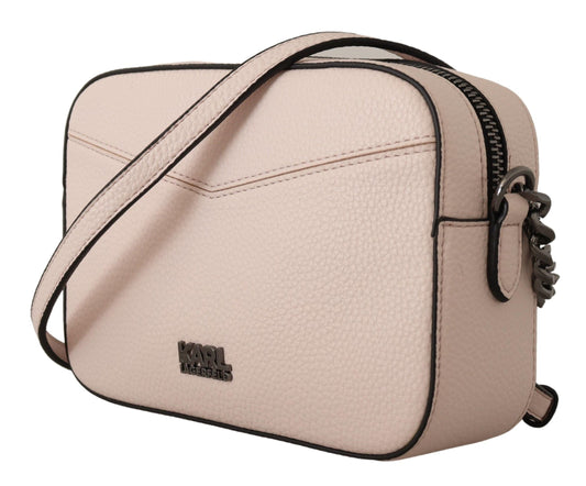 Light Pink Leather Camera Shoulder Bag
