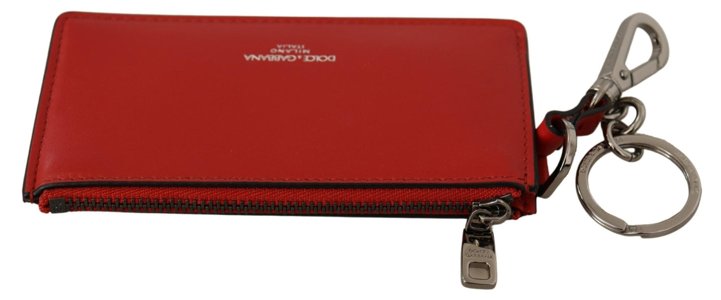 Elegant Leather Keychain in Vibrant Red
