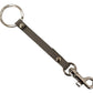 Gray Textured Leather Silver Metal Hook Keychain