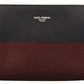 Elegant Leather Clutch in Gray & Bordeaux