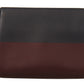 Elegant Leather Clutch in Gray & Bordeaux