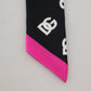 Elegant Silk Bandeau Scarf in Black & Pink
