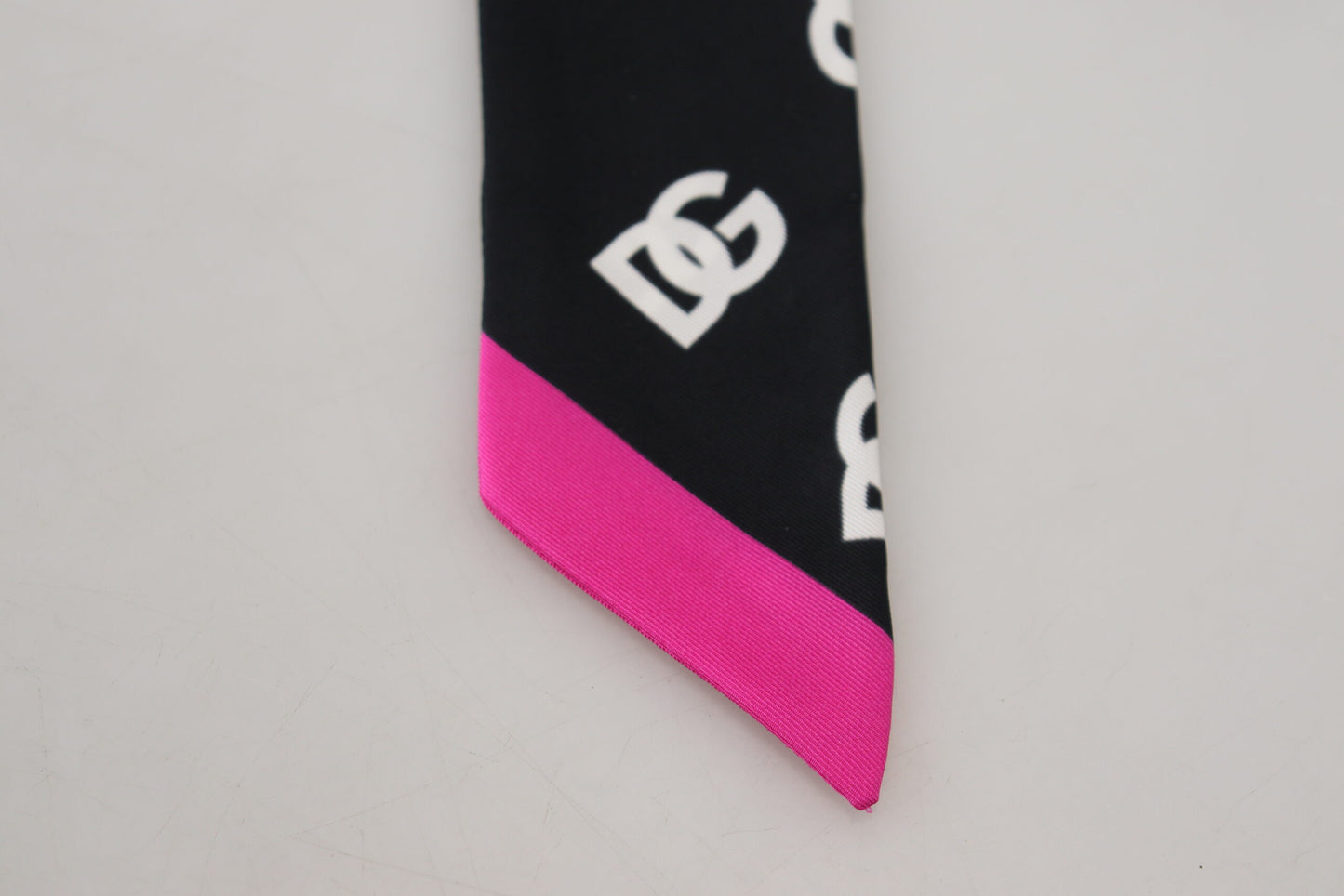 Elegant Silk Bandeau Scarf in Black & Pink