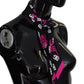 Elegant Silk Bandeau Scarf in Black & Pink