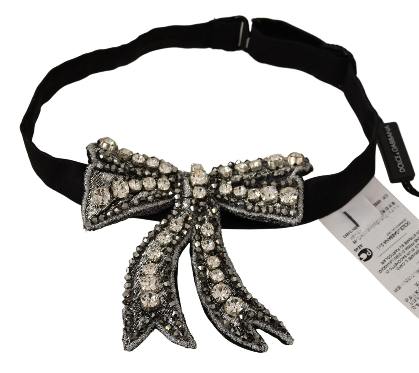 Elegant Silver & Crystal Bowtie