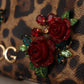 Elegant Leopard Print Phone Cover with Crystals