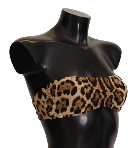 Leopard Elegance Bandeau Bikini Top
