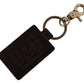 Brown Leather Logo Metal Ring Hook Keychain