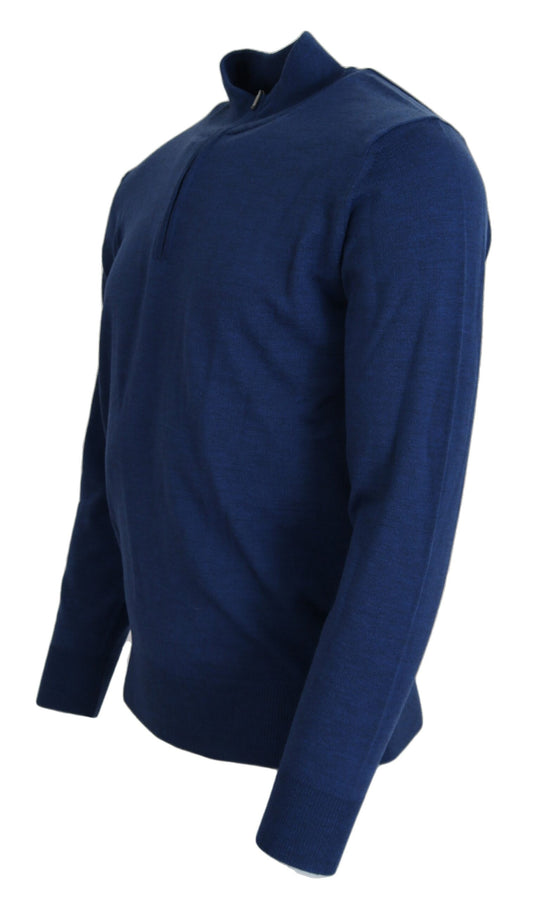 Elegant Dark Blue Wool Casual Shirt