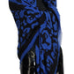 Elegant Blue Cashmere Blend Square Scarf