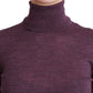 Elegant Turtleneck Wool Sweater in Purple