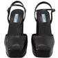 Chic Black Leather Platform Sandals