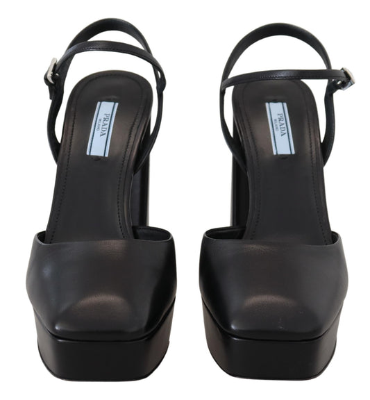 Black Capretto Patent Sandals Ankle Strap Heels Shoes
