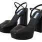 Chic Black Leather Platform Sandals