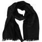 Elegant Fringed Wool Scarf in Chic Black