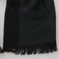 Elegant Fringed Wool Scarf in Chic Black