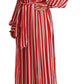 Elegant Striped Silk Maxi Dress