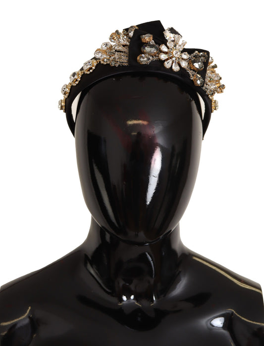 Clear Crystal Embellished Silk Fiocco Diadem Headband