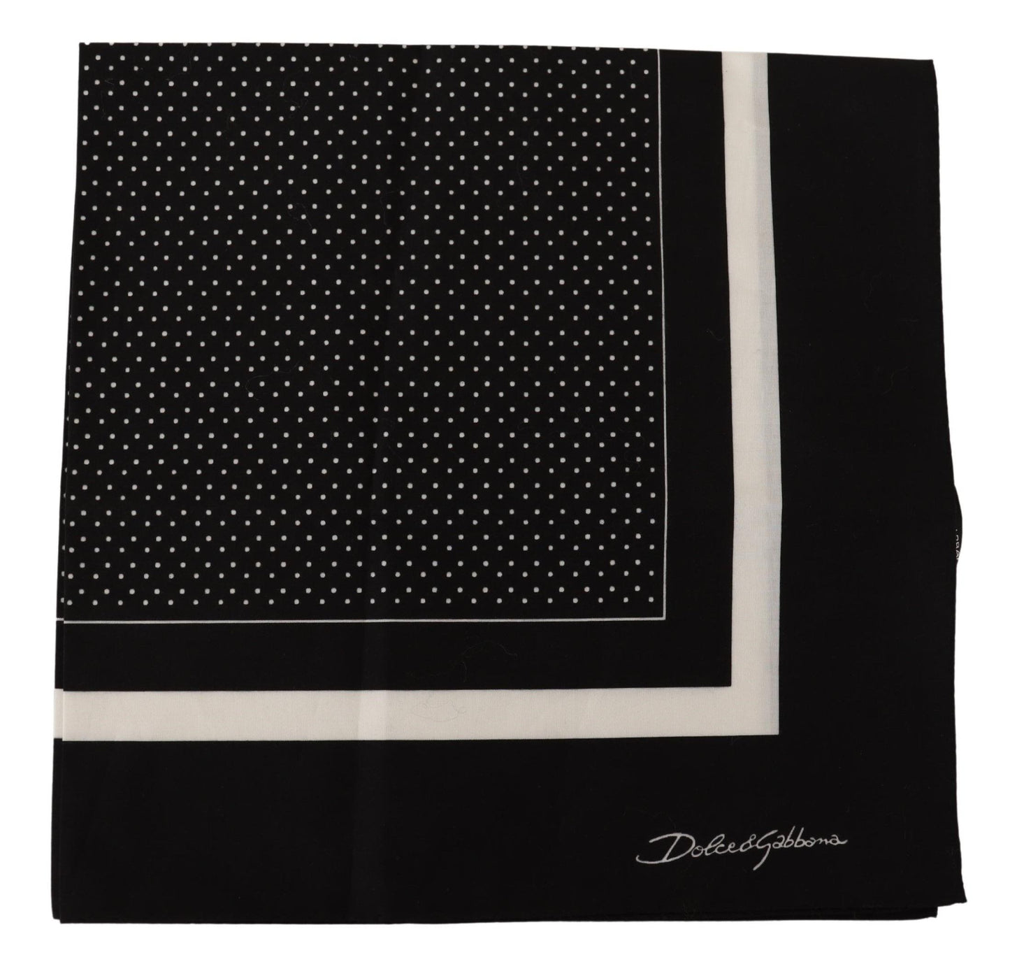 Black Dotted Cotton Square Handkerchief Scarf