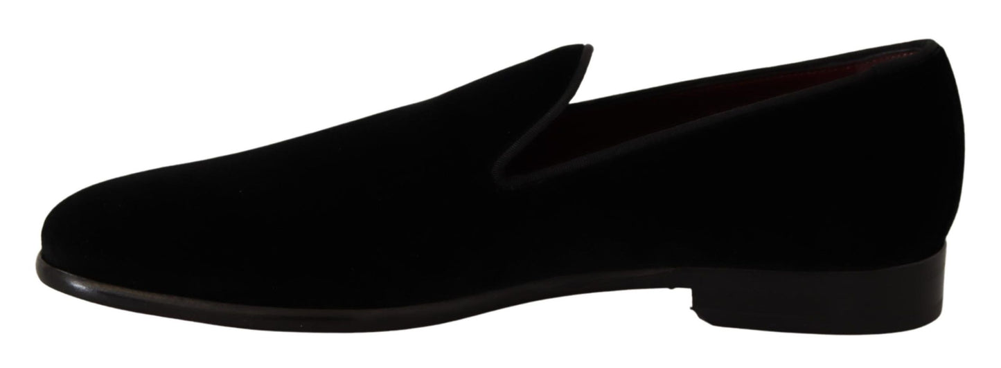 Black Velvet Dress Slip On Loafers Shoes