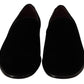 Black Velvet Dress Slip On Loafers Shoes